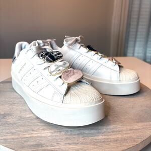 Adidas Superstar Bold Platform Women's 8.5 White Marble Lace Sneakers Shoes